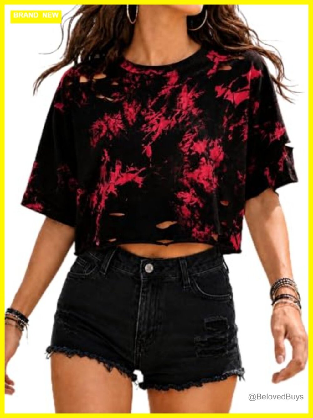 Tie Dye Cropped Distressed Rave T Shirt